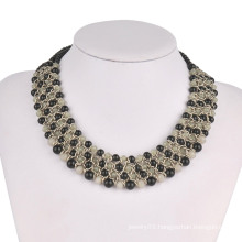 Full Diamonds on Metal Cups in 3 Rolls Fashion Necklace (XJW13604)